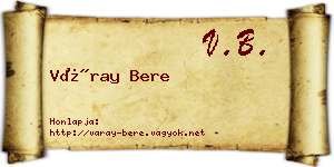 Váray Bere névjegykártya